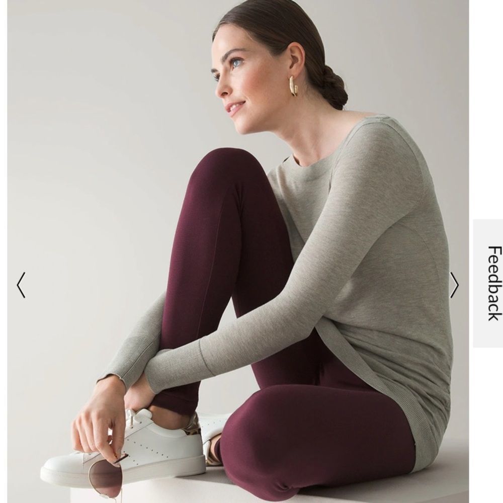 WHBM Ponté Runway leggings in Cabernet